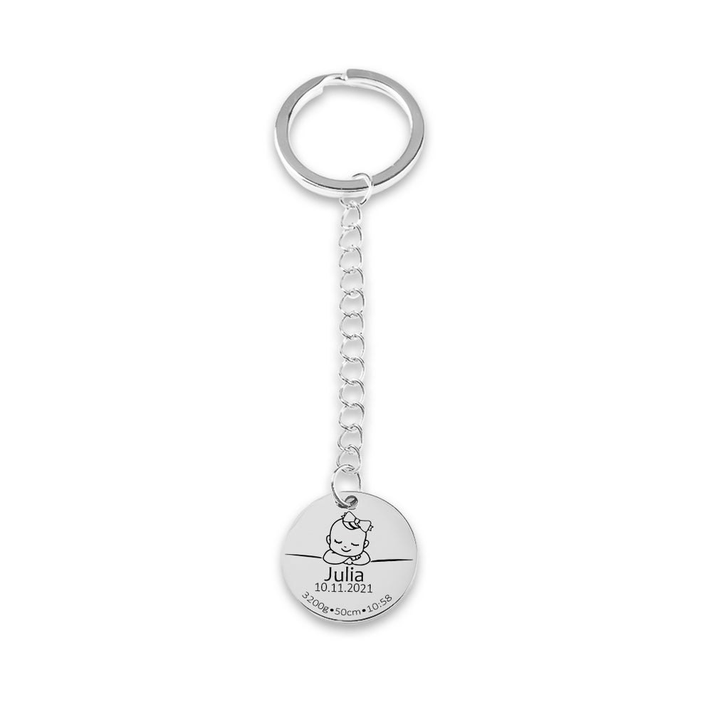 Baby Birth Details Keychain