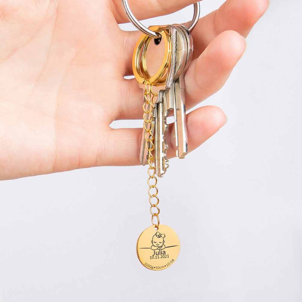 Baby Birth Details Keychain